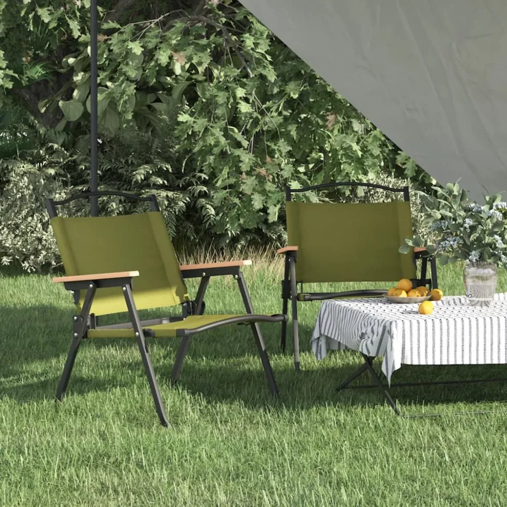 Cadeiras de campismo 2 pcs 54x43x59 cm tecido oxford verde | Montagem Fácil e Rápida