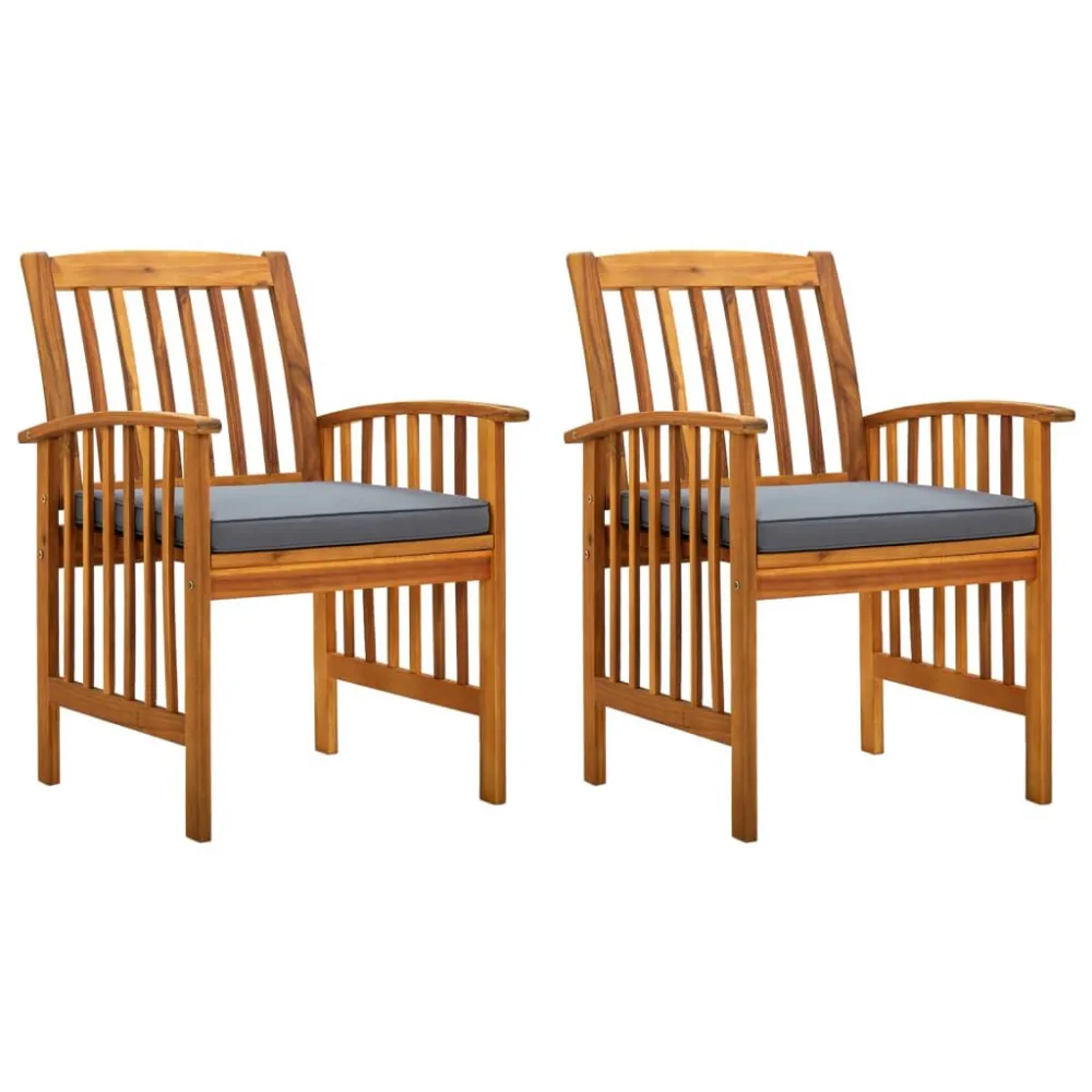 Cadeiras de jantar para jardim 2 pcs com almofadões acácia maciç em Ferro Forjado