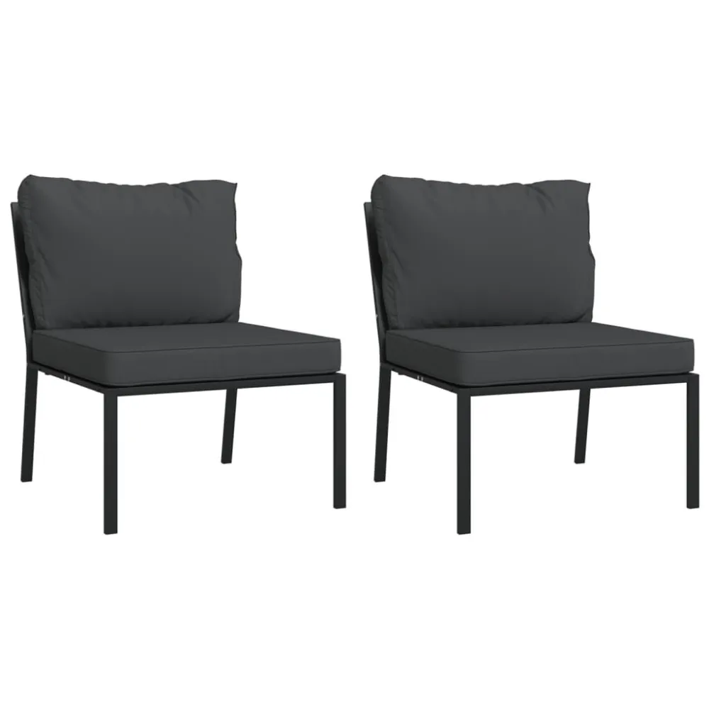 Cadeiras de jardim com almofadões cinzentos 2 pcs 60x74x79cm ço Dobrável e Portátil