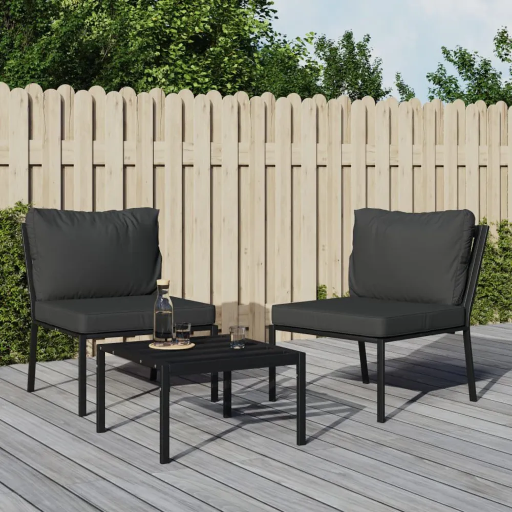 Cadeiras de jardim com almofadões cinzentos 2 pcs 60x74x79cm ço Dobrável e Portátil