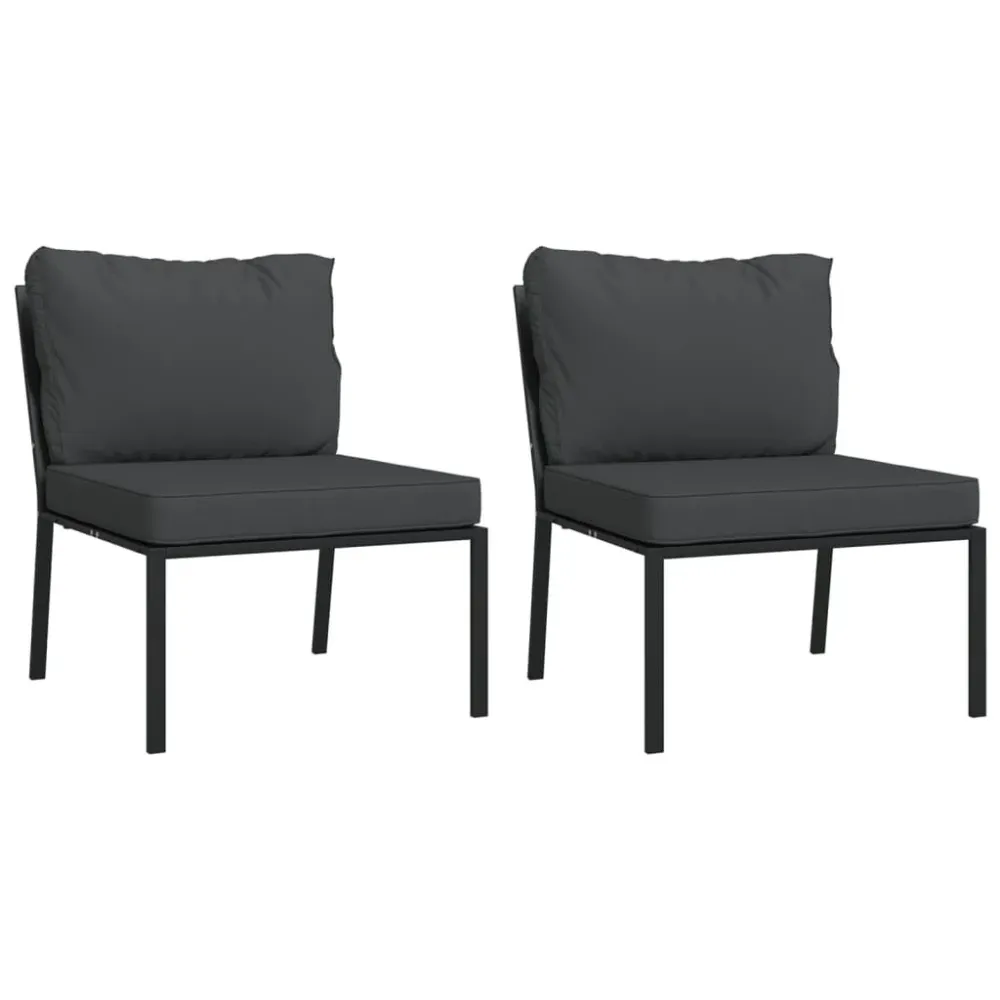 Cadeiras de jardim com almofadões cinzentos 2 pcs 60x74x79cm ço Dobrável e Portátil