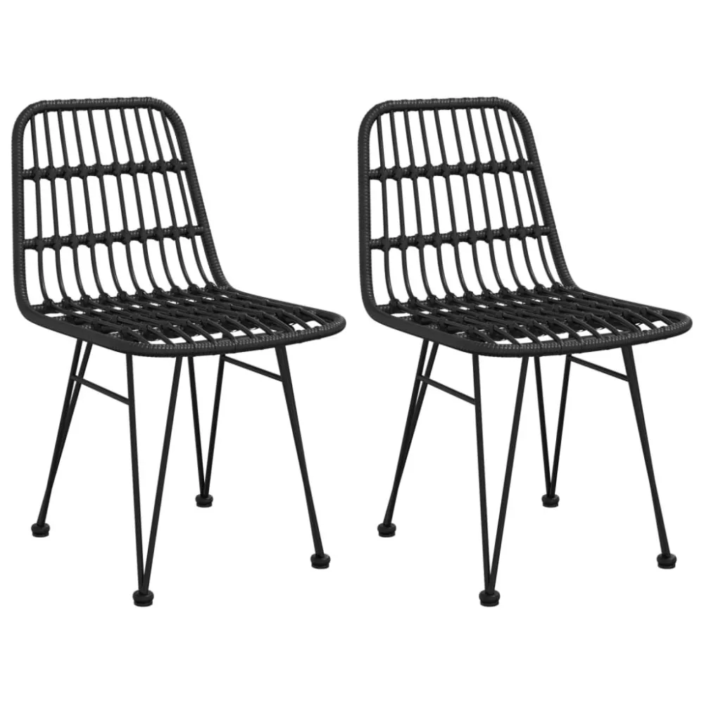 Cadeiras de jardim 2 pcs 48x62x84 cm vime PE preto com Apoio para Bebidas
