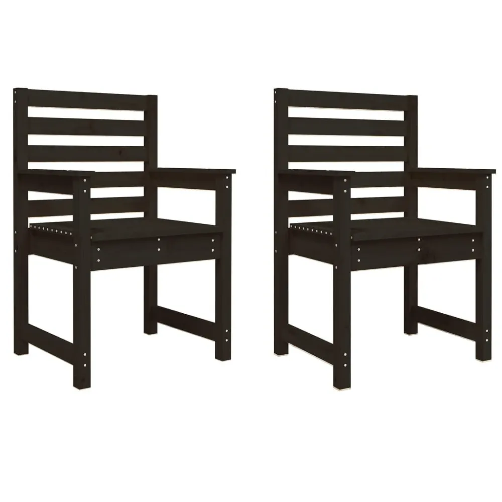 Cadeiras de jardim 2 pcs 60x48x91 cm pinho maciço preto com Tecido Impermeável UV