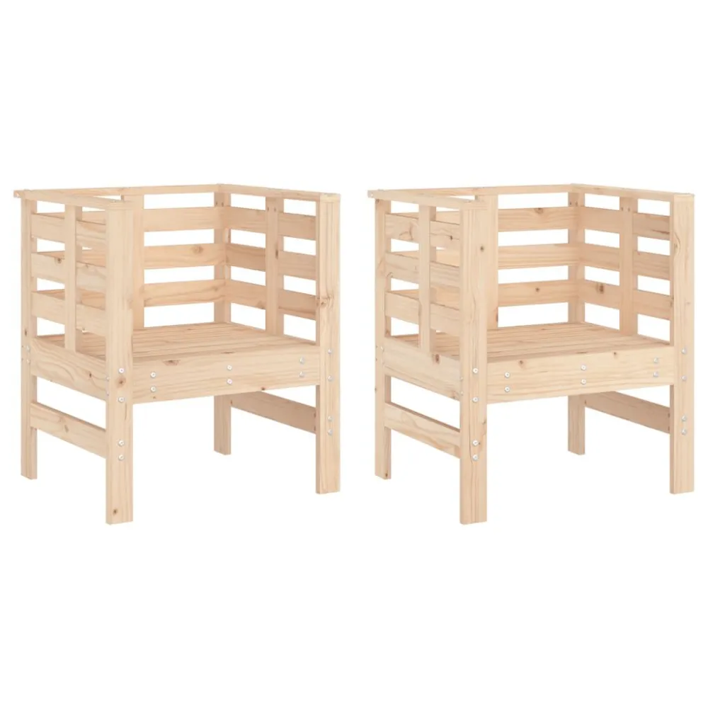 Cadeiras de jardim 2 pcs 61,5x53x71 cm madeira de pinho maciç com Almofada Inclusa