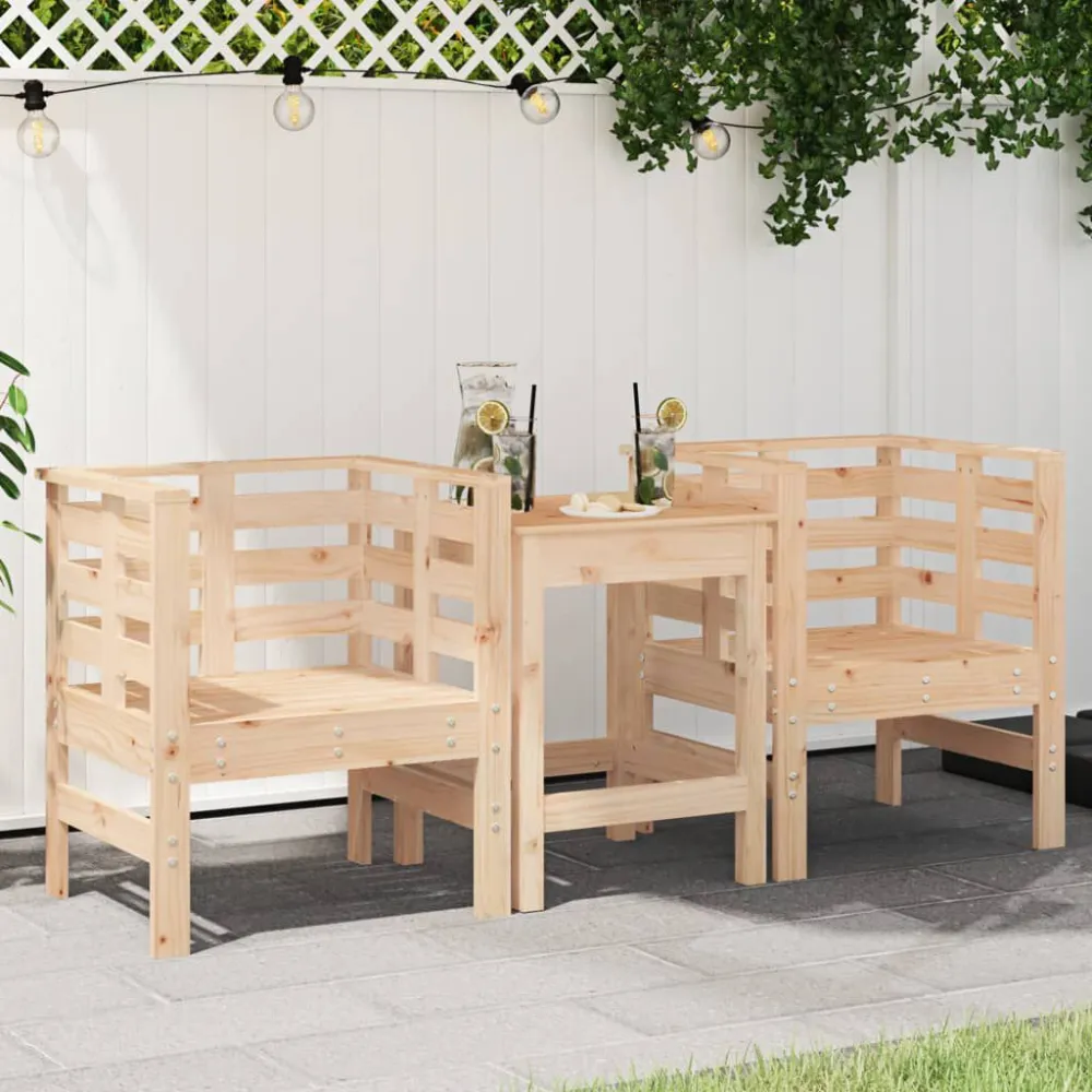 Cadeiras de jardim 2 pcs 61,5x53x71 cm madeira de pinho maciç com Almofada Inclusa