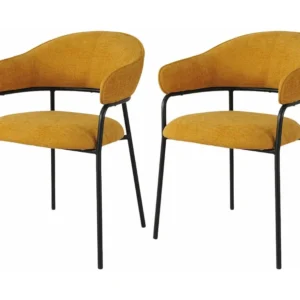 Cadeiras Rebecca Mobili Kadid 82,5x57x56,5 Tecido de Poliéster ço Amarelo Preto Recente CONJUNTO 2 peças com Estrutura em...