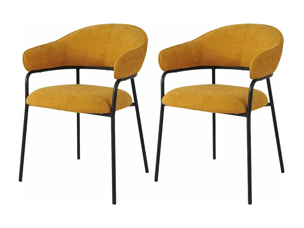 Cadeiras Rebecca Mobili Kadid 82,5x57x56,5 Tecido de Poliéster ço Amarelo Preto Recente CONJUNTO 2 peças com Estrutura em...