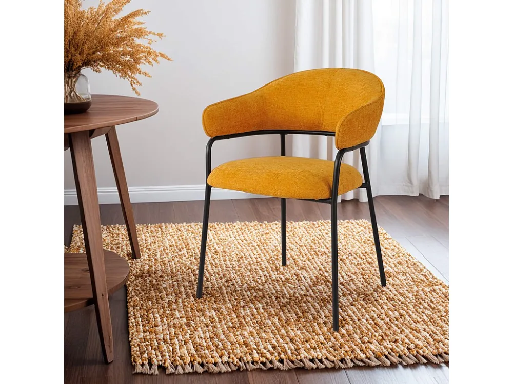 Cadeiras Rebecca Mobili Kadid 82,5x57x56,5 Tecido de Poliéster ço Amarelo Preto Recente CONJUNTO 2 peças com Estrutura em...