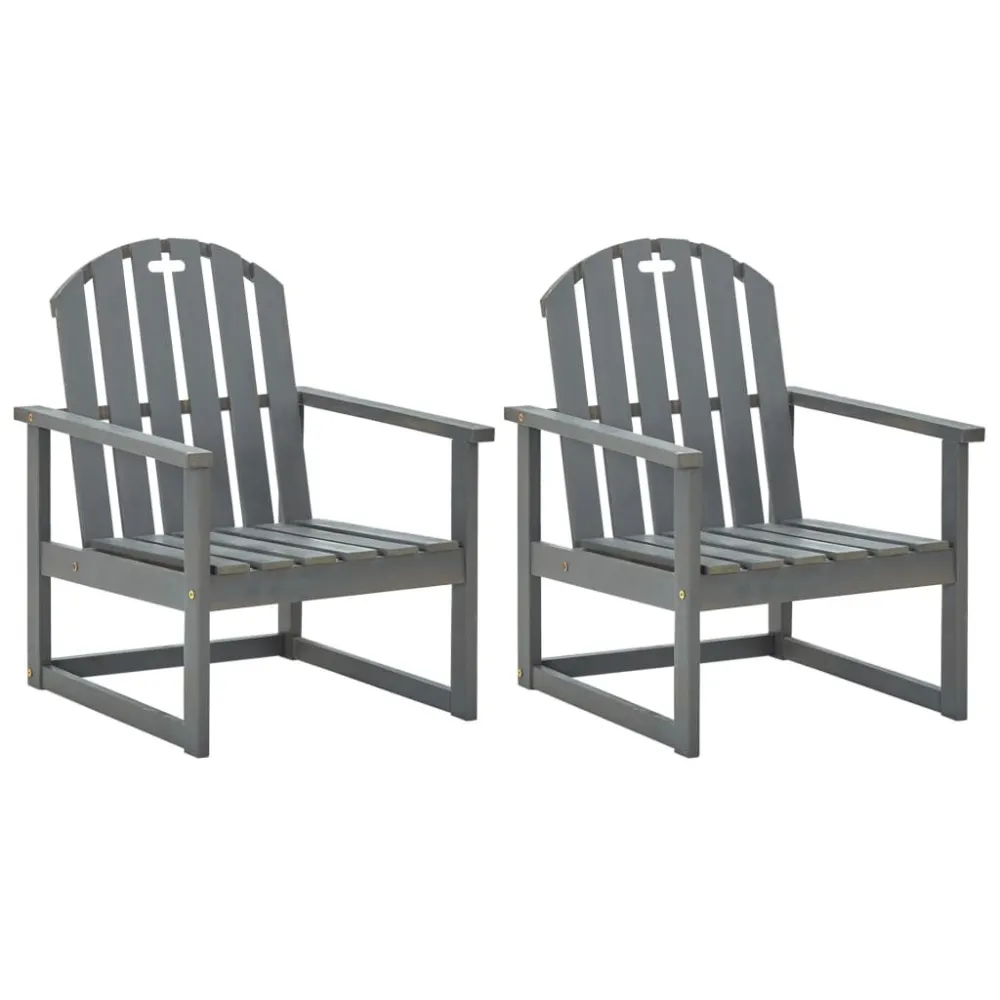 Cadeirões de jardim 2 pcs madeira de acácia maciç cinzento | Resistente à Chuva | Confortável