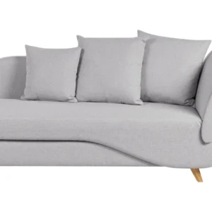 Chaise-longue à direita com arrumação em linho cinzento distinto MERI II