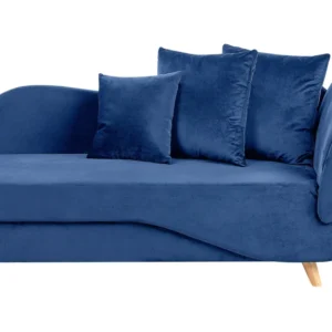 Chaise-longue à direita com arrumação em veludo azul marinho MERI II com Tecido Impermeável UV