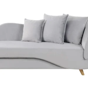 Chaise-longue à direita com arrumação em veludo cinzento evidente MERI II
