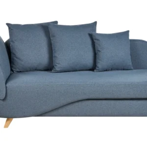 Chaise-longue à esquerda com arrumação em linho azul fosco MERI II