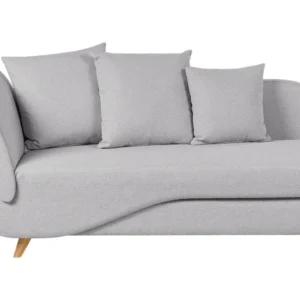 Chaise-longue à esquerda com arrumação em linho cinzento distinto MERI II em Tecido Sunbrella
