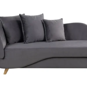 Chaise-longue à esquerda com arrumação em veludo cinzento sombrio MERI II