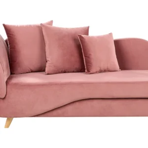 Chaise-longue à esquerda com arrumação em veludo rosa MERI II | Montagem Fácil e Rápida