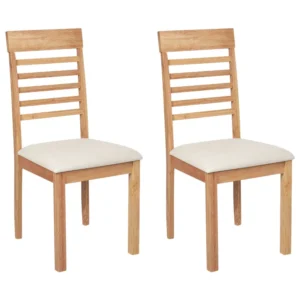 Conjunto de 2 cadeiras de jantar em madeira clara e creme visível ORTLEY