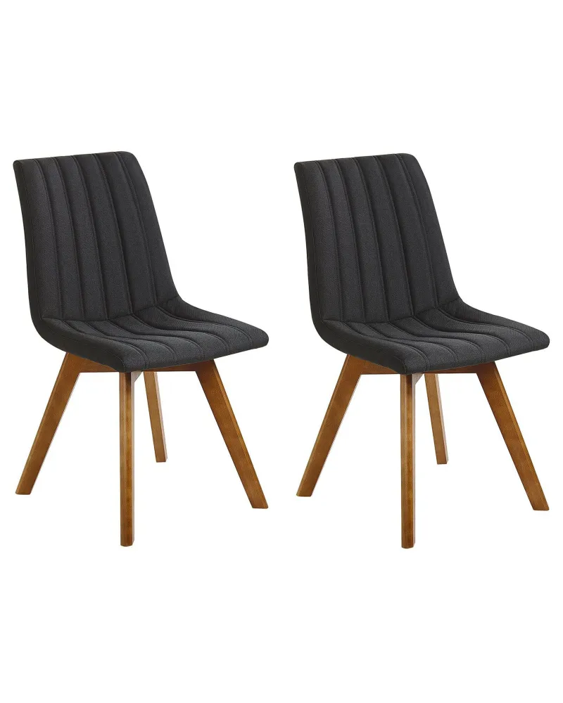Conjunto de 2 cadeiras de jantar pretas CALGARY com Revestimento em Textilene