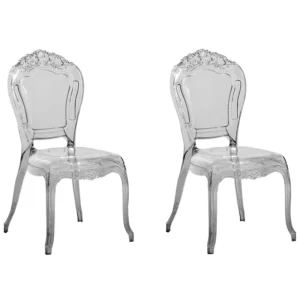 Conjunto de 2 cadeiras de jantar preto transparente VERMONT em Ferro Forjado