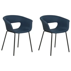 Conjunto de 2 cadeiras de jantar em tecido azul fosco ELMA