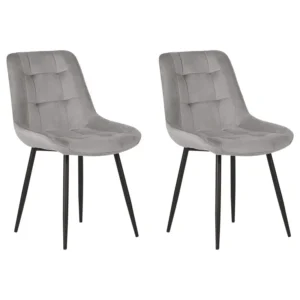 Conjunto de 2 cadeiras de jantar em veludo cinzento MELROSE com Revestimento em Textilene