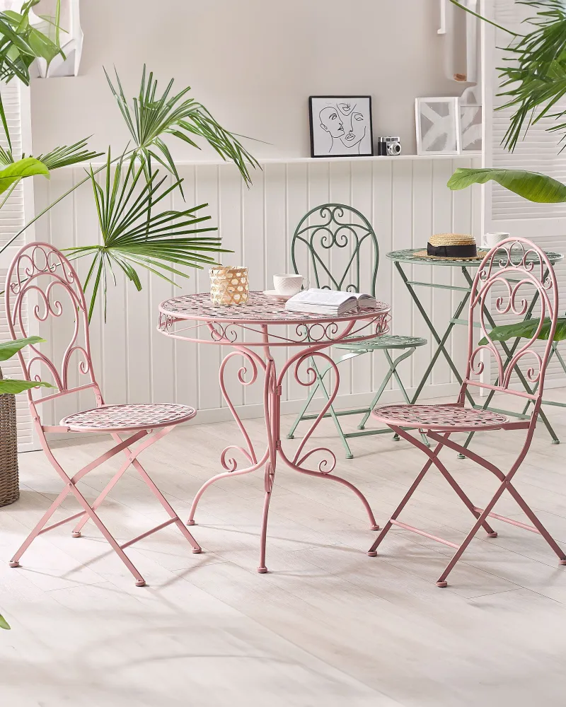 Conjunto de 2 cadeiras de jardim ALBINIA Metálico Rosa