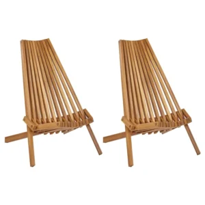 Conjunto de 2 cadeiras de jardim BELLANO Madeira de acácia Castanho visível