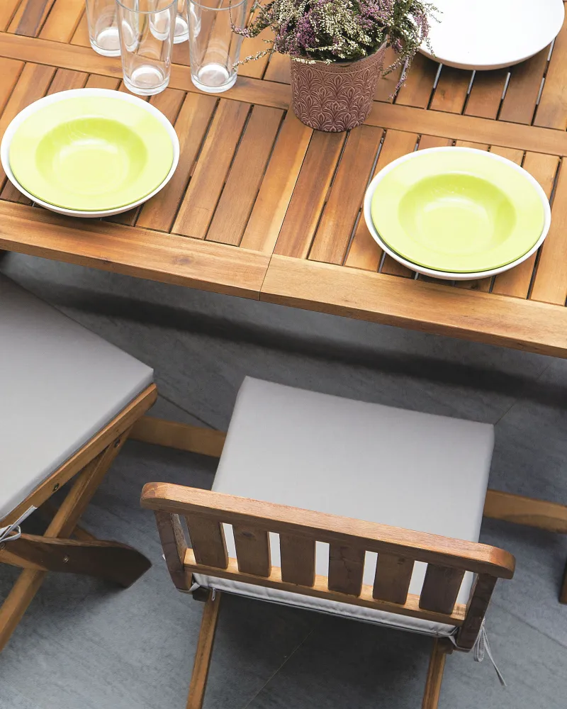 Conjunto de 2 cadeiras de jardim com almofadas CENTO Madeira de acácia Cinzento com Apoio para Bebidas