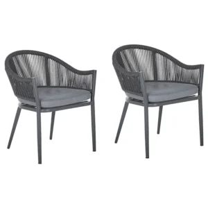 Conjunto de 2 cadeiras de jardim com almofadas MILETO Metálico Cinzento Dobrável e Portátil