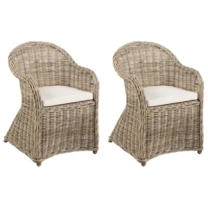 Conjunto de 2 cadeiras de jardim com almofadas SUSUA II Rattan Orgânico