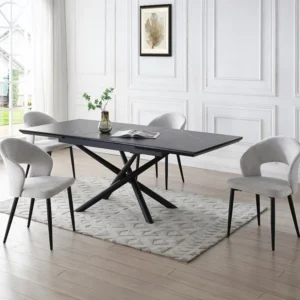 Conjunto de 2 cadeiras em tecido e metálico preto cor cinza - NIYAMA para Relaxamento ao Ar Livre