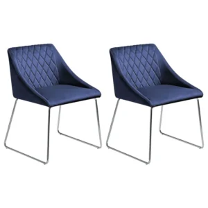 Conjunto de 2 cadeiras em veludo azul apagado ARCATA com Tecido Impermeável UV