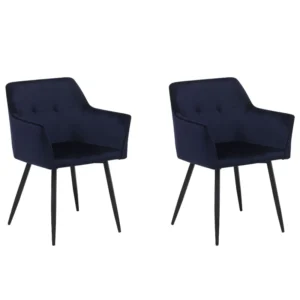 Conjunto de 2 cadeiras de veludo azul sombrio JASMIN