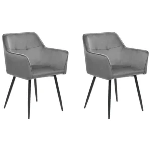 Conjunto de 2 cadeiras de veludo cinzento fosco JASMIN