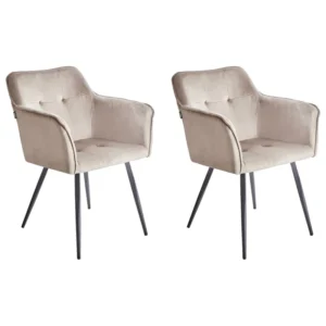 Conjunto de 2 cadeiras de veludo taupe JASMIN para Relaxamento ao Ar Livre