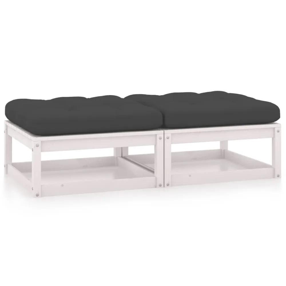 Conjunto Completo de Apoio de pés para jardim com almofadões 2 pcs pinho maciço