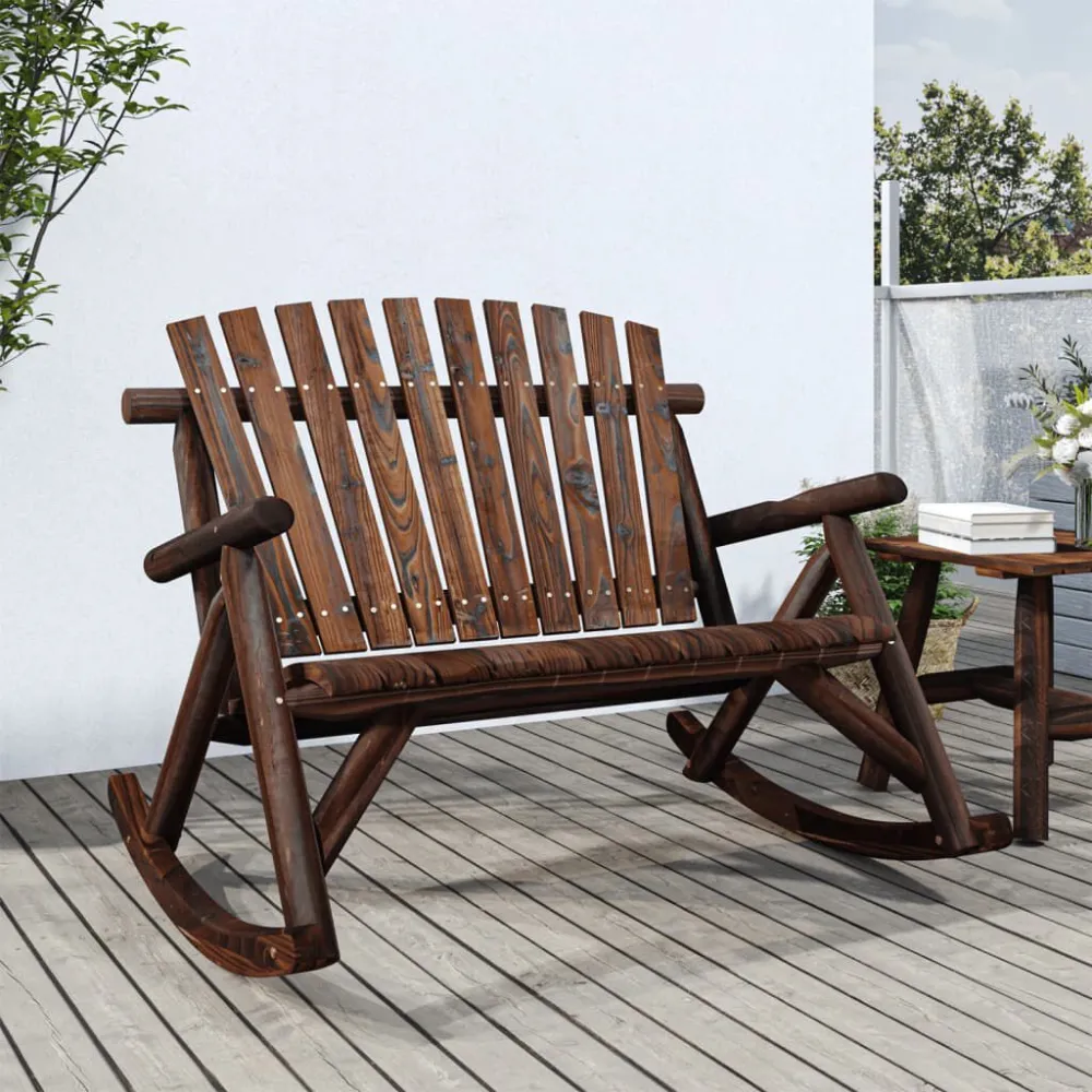 Conjunto Completo de Banco de baloiço para jardim 2 lugares 123x96x102 cm abeto maciço