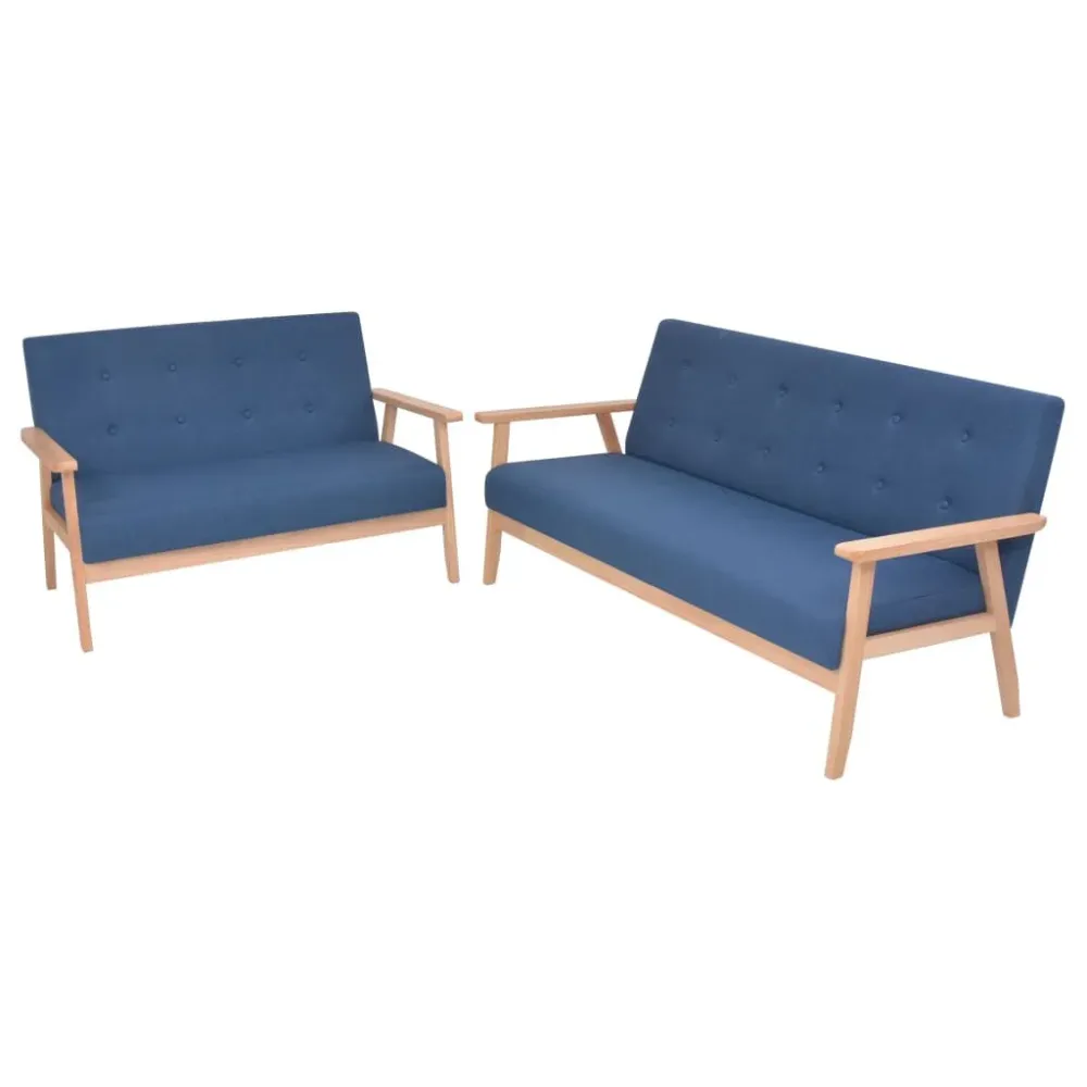 Conjunto Completo de Conjunto de sofás 2 pcs tecido azul