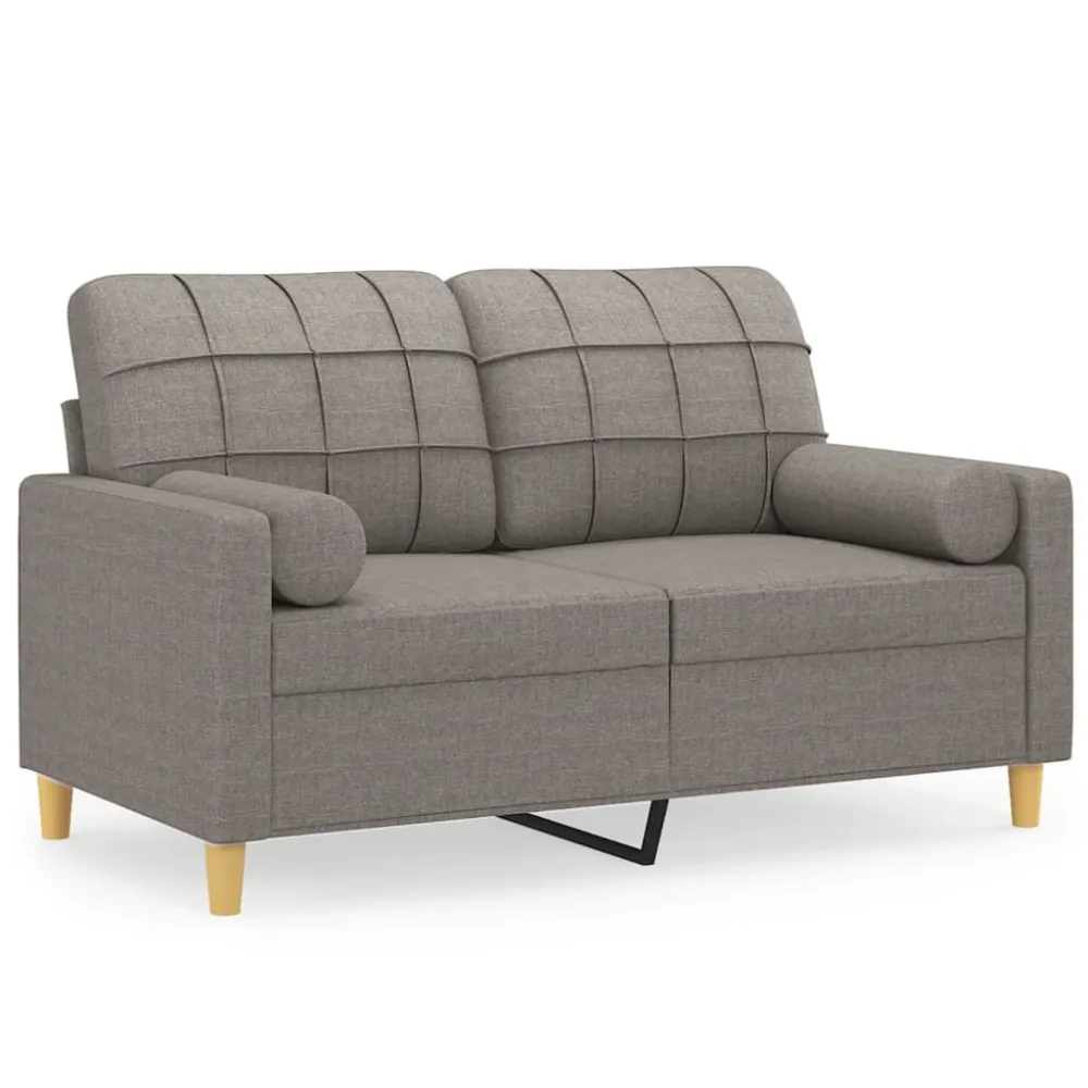 Conjunto Completo de Sofá 2 lug. +almofadas decoração 120cm tecido cinza-acastanhado