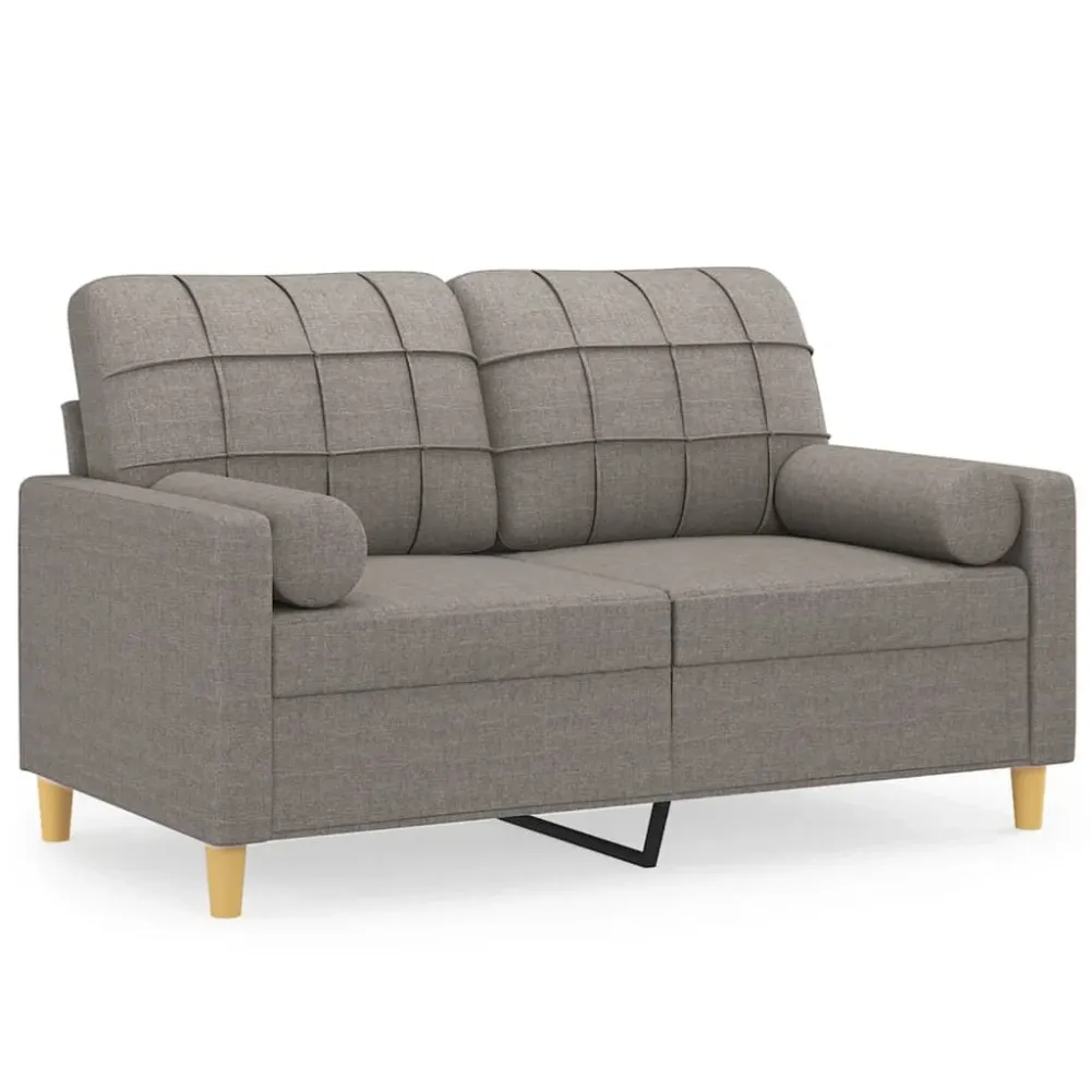 Conjunto Completo de Sofá 2 lug. +almofadas decoração 120cm tecido cinza-acastanhado