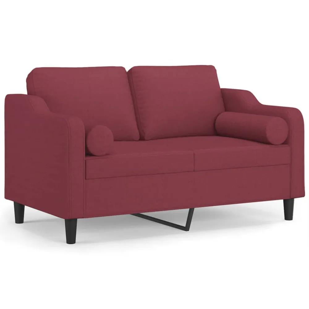 Conjunto Completo de Sofá 2 lug. + almofadas decorativas 120cm tecido vermelho tinto