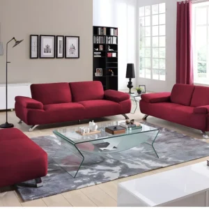 Conjunto Completo de Sofá 2 lugares microfibra e cor vermelha POLKA