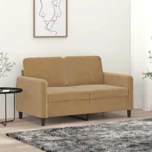 Conjunto Completo de Sofá de 2 lugares veludo 120 cm castanho