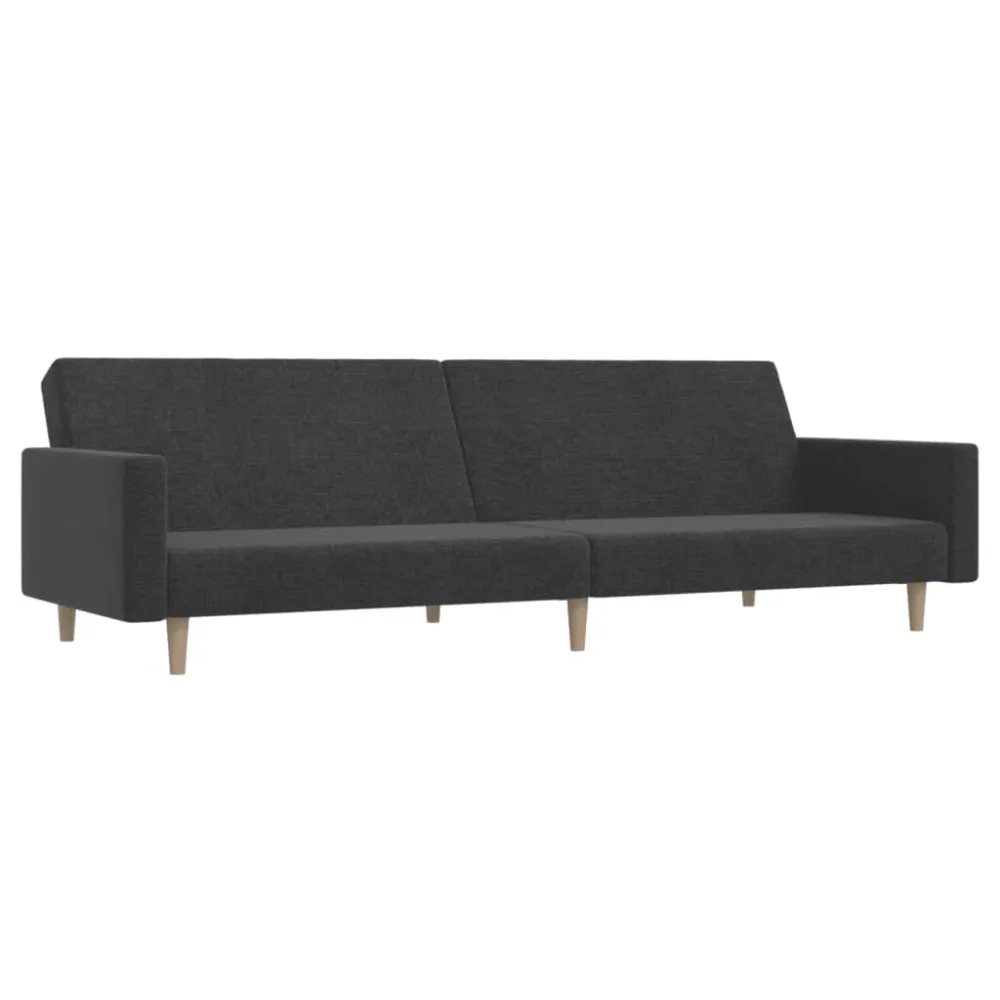 Conjunto Completo de Sofá-cama de 2 lugares tecido cinzento-escuro