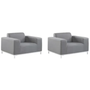 Conjunto de 2 poltronas de jardim ROVIGO Tecido Cinzento para Piscina e Jardim