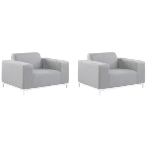 Conjunto de 2 poltronas de jardim ROVIGO Tecido Cinzento óbvio