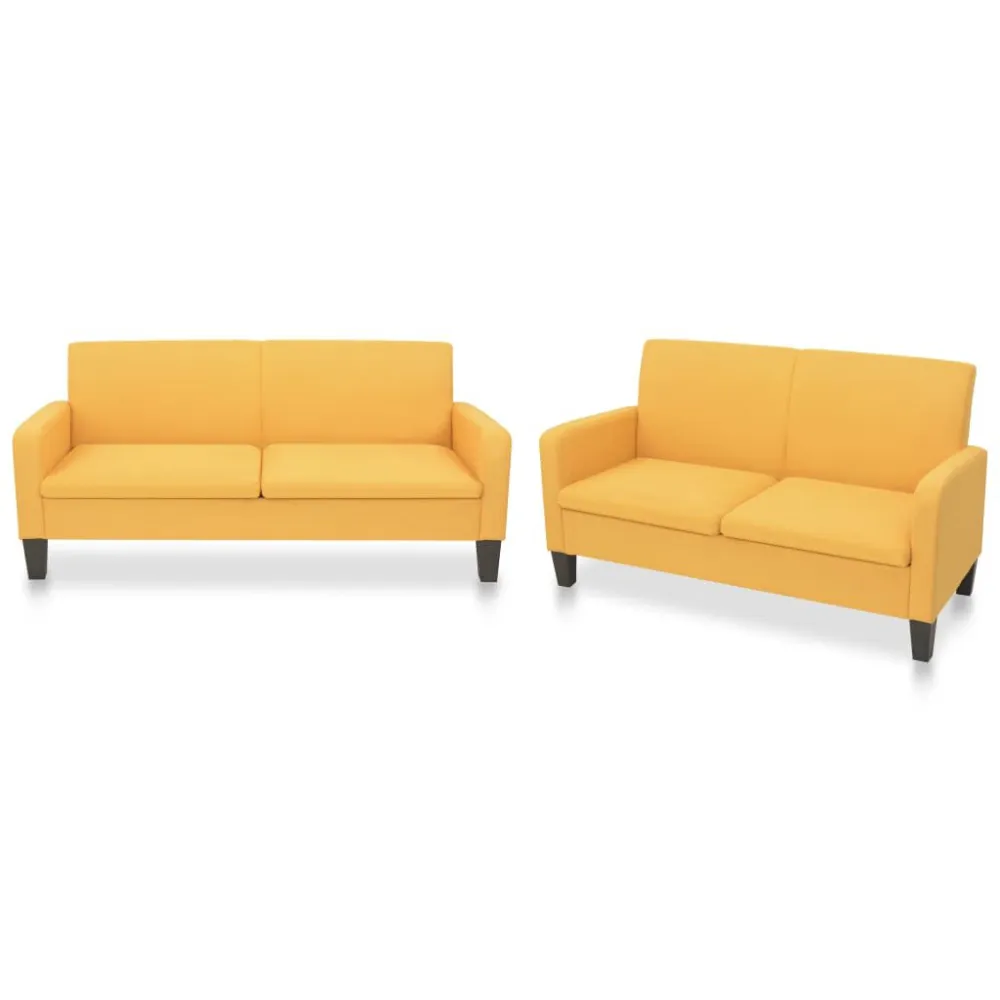 Conjunto de sofás 2 pcs tecido amarelo com Tecido Impermeável UV