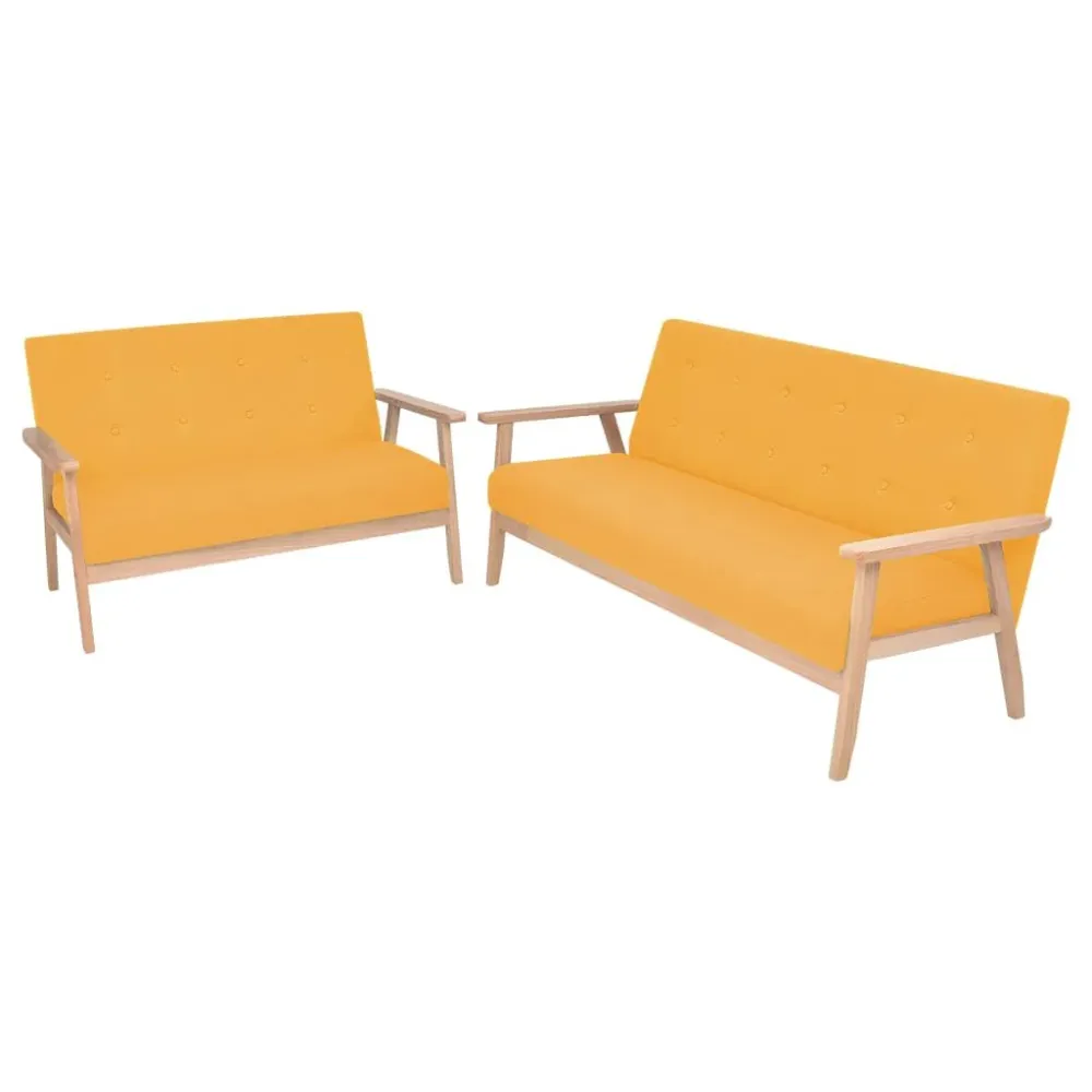 Conjunto de sofás 2 pcs tecido amarelo em Tecido Sunbrella
