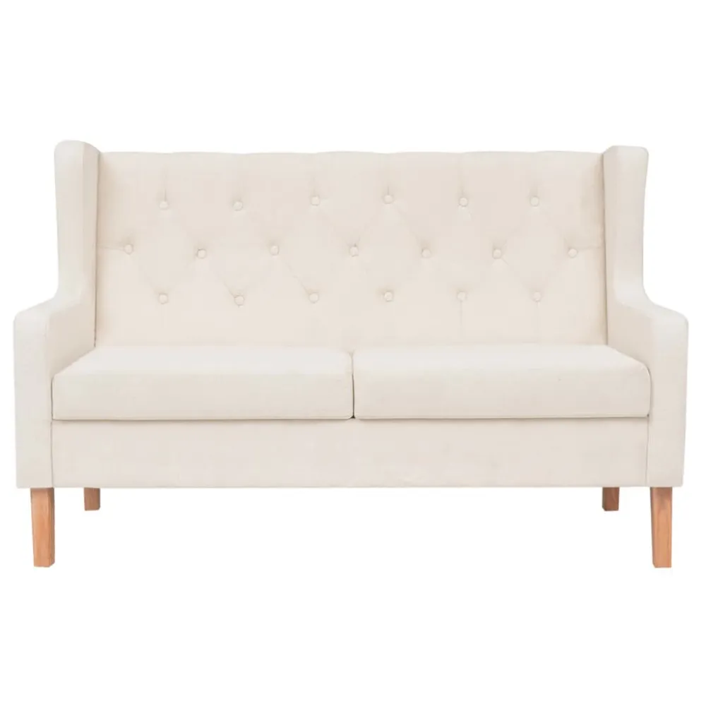 Conjunto de sofás 2 pcs tecido branco nata para Piscina e Jardim