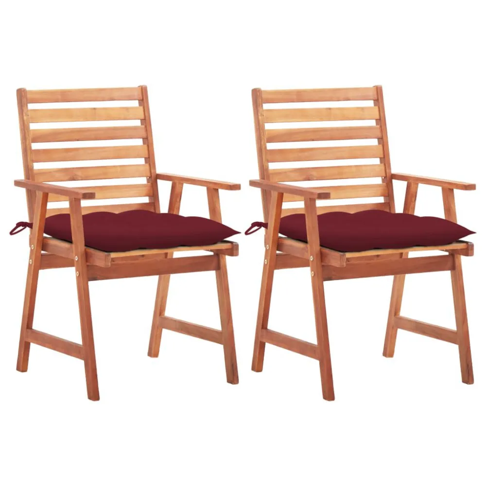 Design Ergonômico e Confortável Cadeiras de jantar para jardim 2 pcs com almofadões acácia maciç
